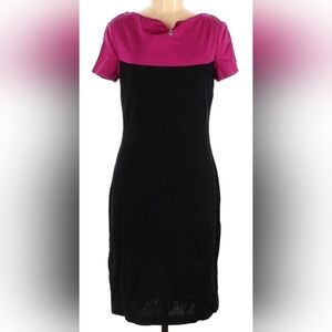 St. John Collection Fuchsia and Black Midi Dress